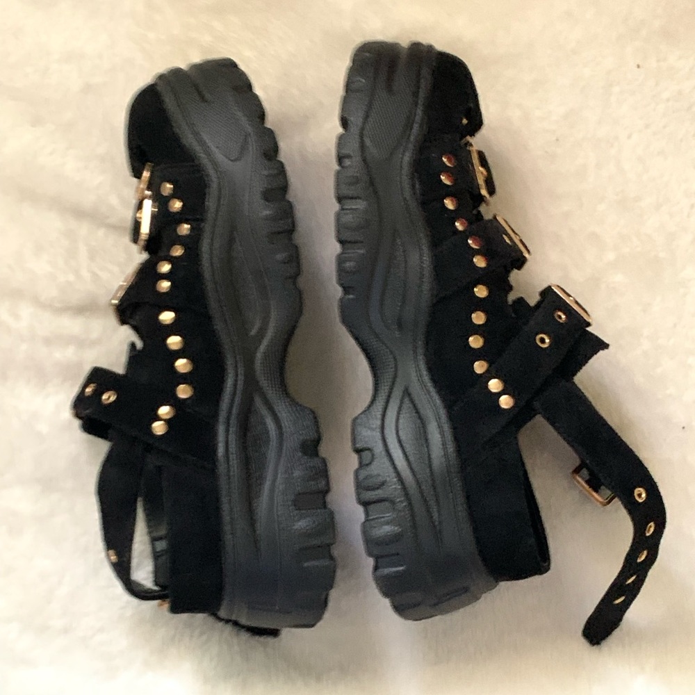 Black platform thrifted shoes